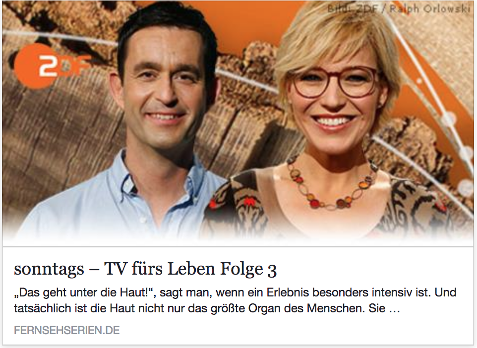 Schmerztherapie: Foto ZDF-Sendung "sonntags - TV fürs Leben"