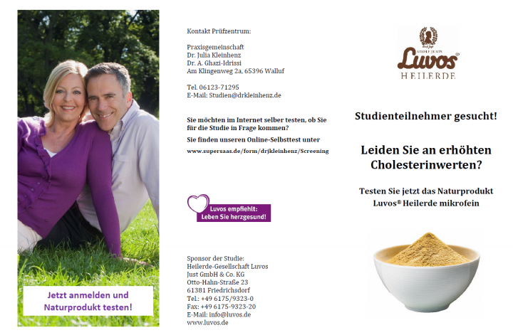 Cholesterin-Studie: Flyer zur Studie, 1. Seite
